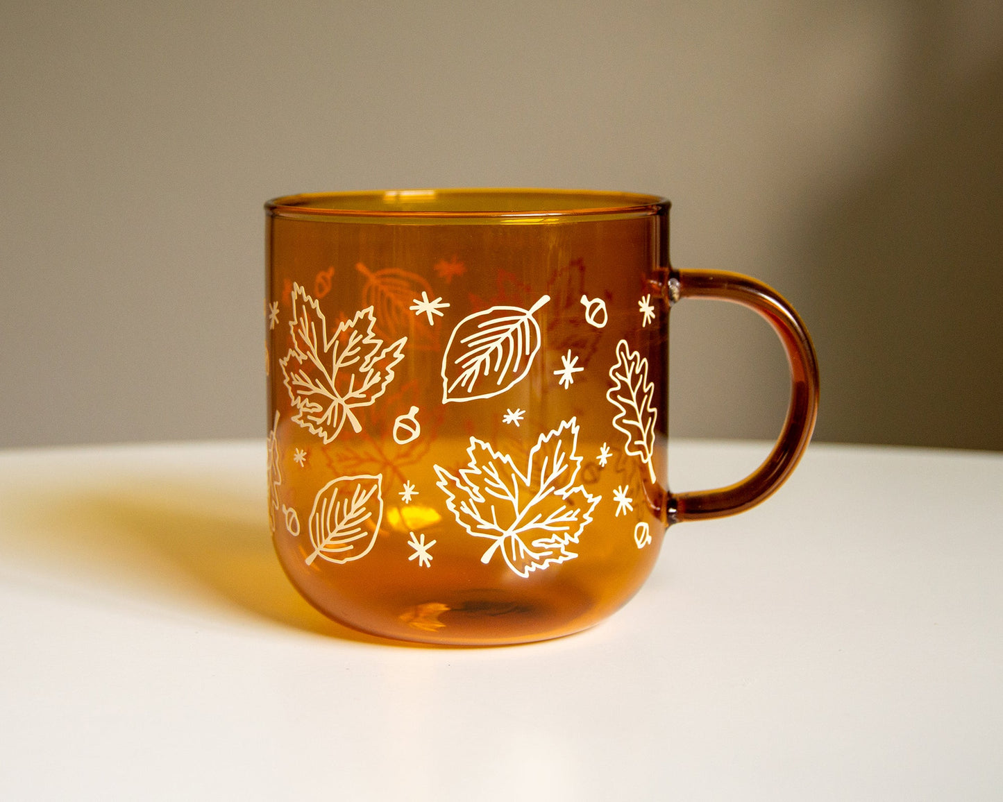 *IMPERFECT* Autumn Leaves Amber Glass Mug