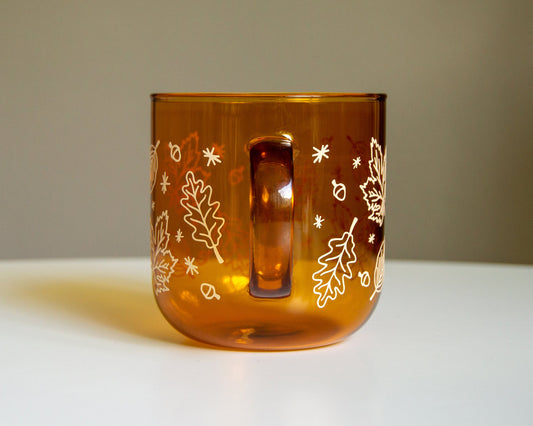 *IMPERFECT* Autumn Leaves Amber Glass Mug