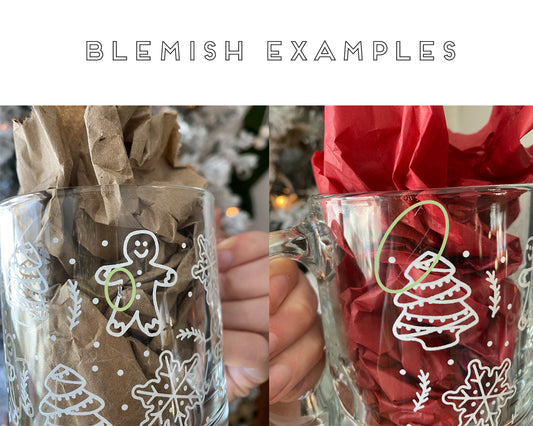 *IMPERFECT* Santa’s Cookies Pattern Clear Glass Mug