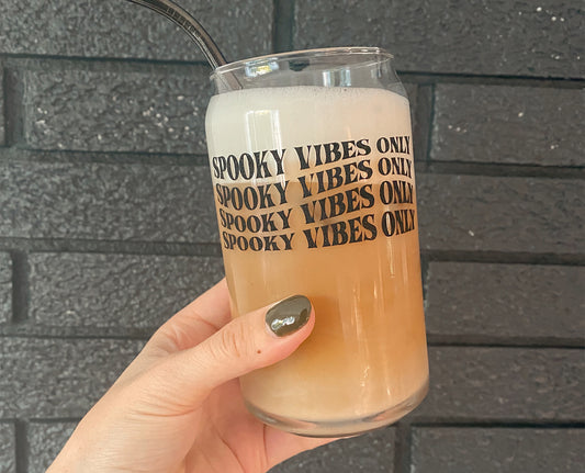 Spooky Vibes Only Can Shaped Glass