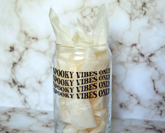 Spooky Vibes Only Can Shaped Glass