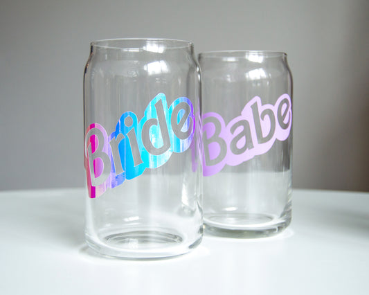 Bride + Babe Glass Can Cups