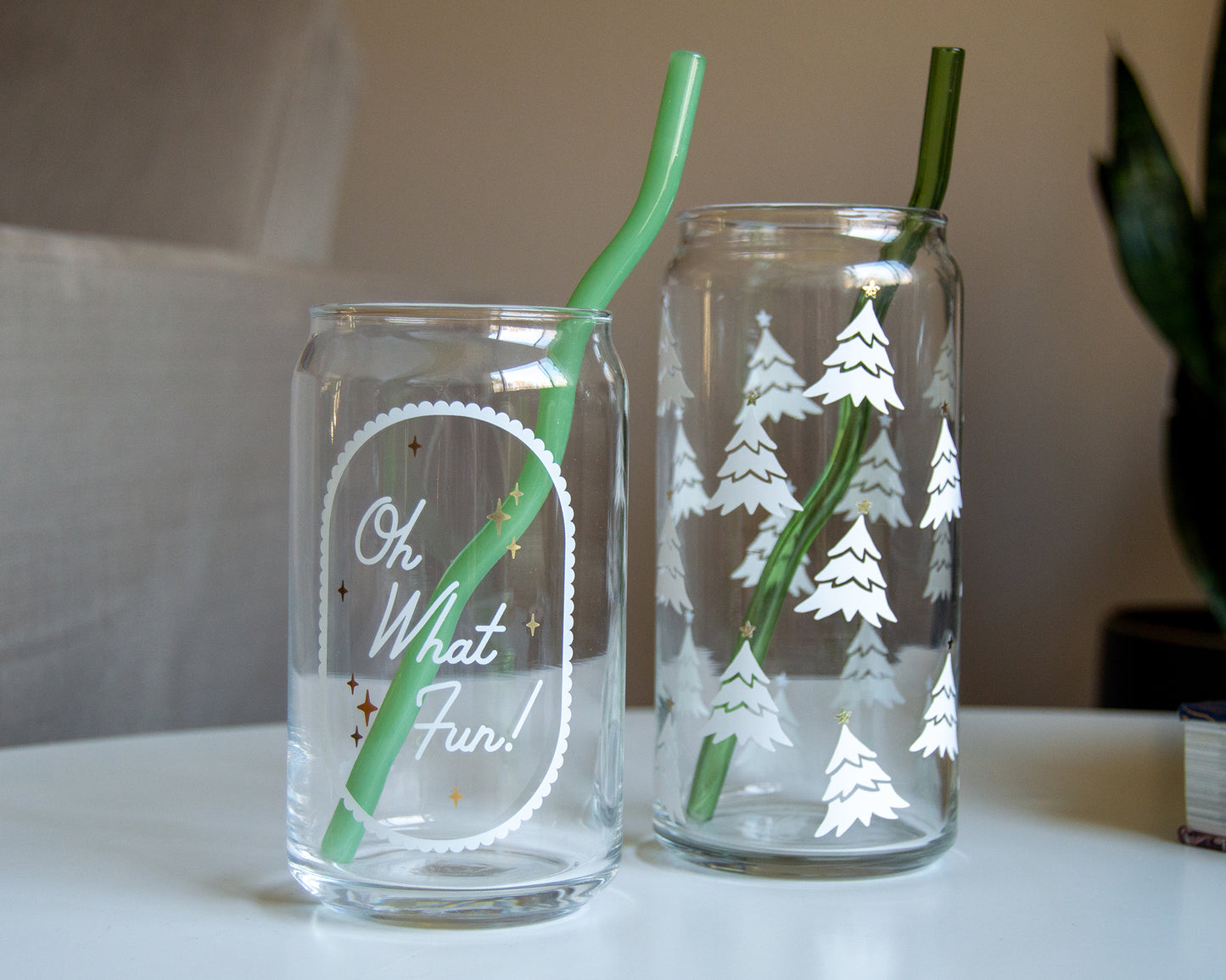 Green Wavy Reusable Glass Straw