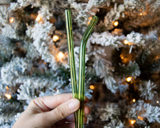 Green Reusable Glass Straw