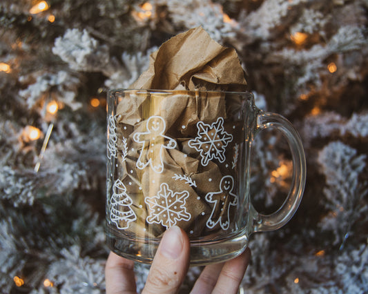Santa’s Cookies Pattern Clear Glass Mug