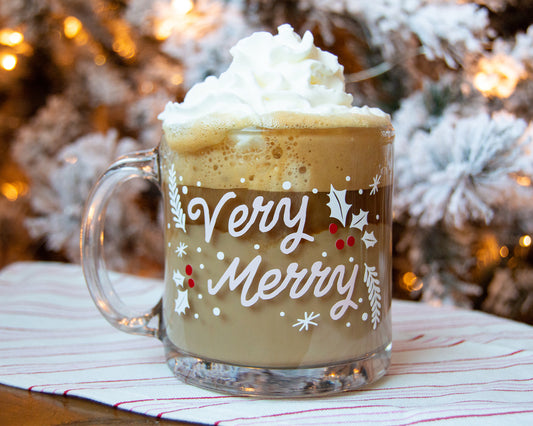 Very Merry Clear Glass Mug