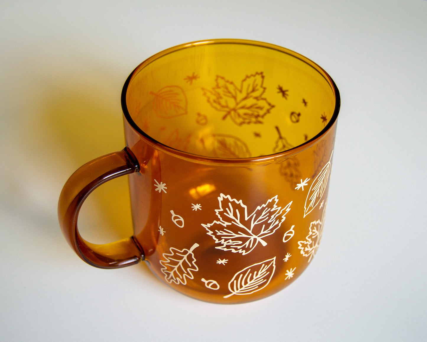 *IMPERFECT* Autumn Leaves Amber Glass Mug
