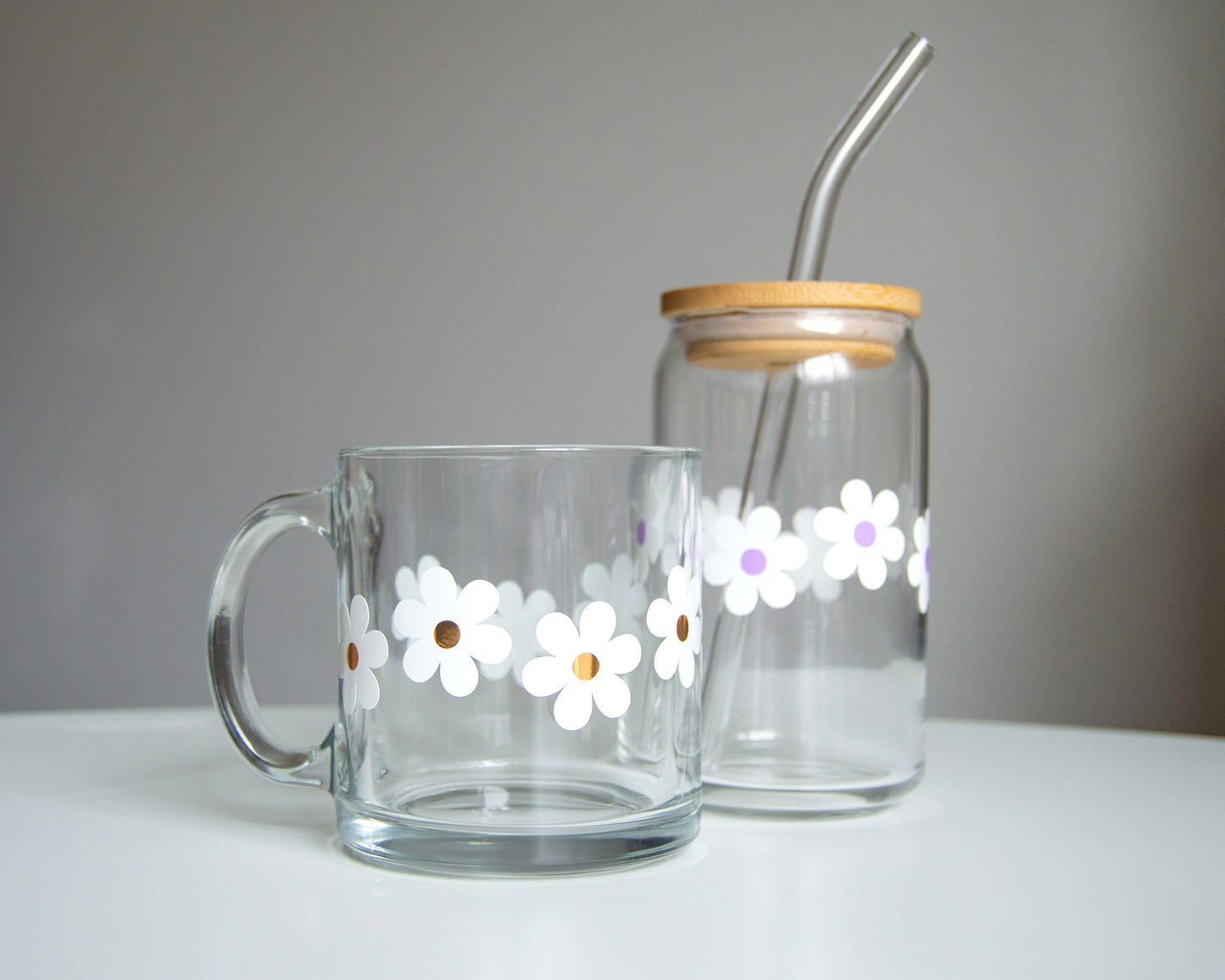 Daisy Clear Glass Mug