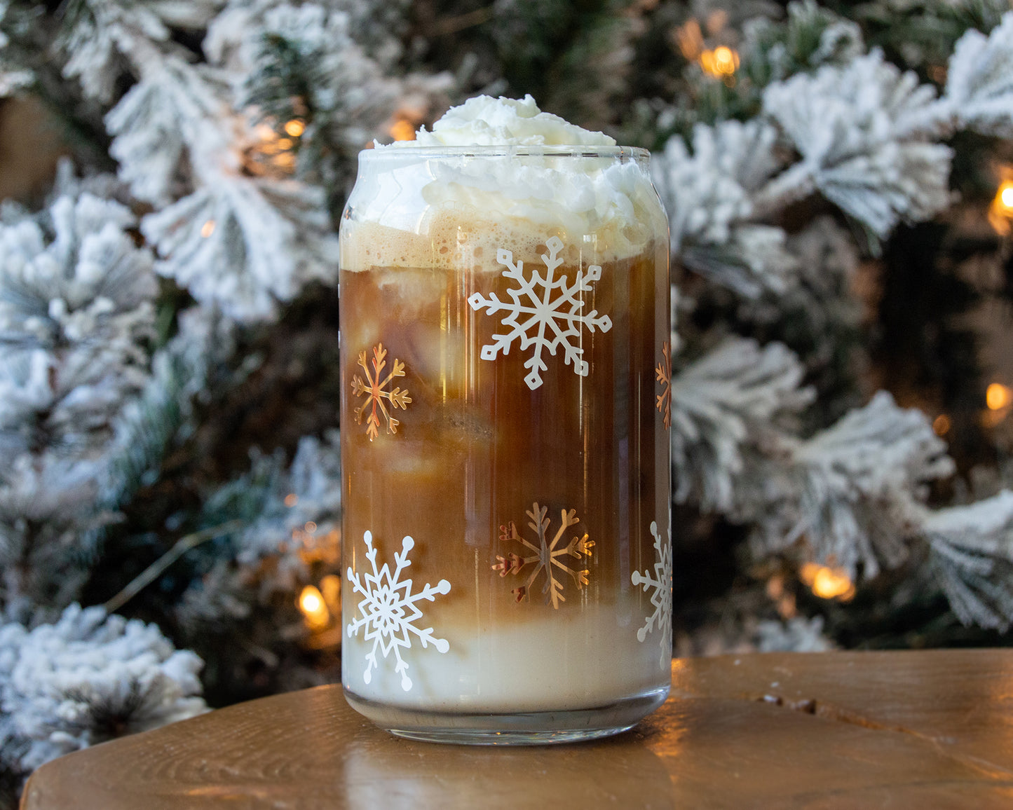 Christmas Truck Beer Can Glass,christmas Trees And Snowflake Ice