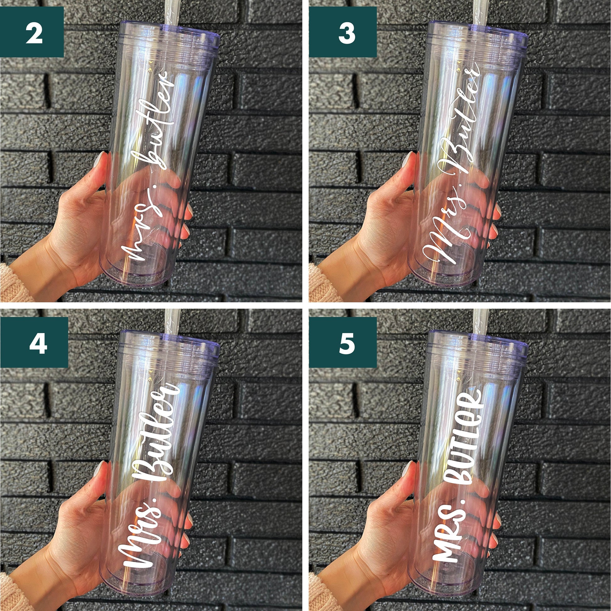Clear Skinny Tumbler With Straw