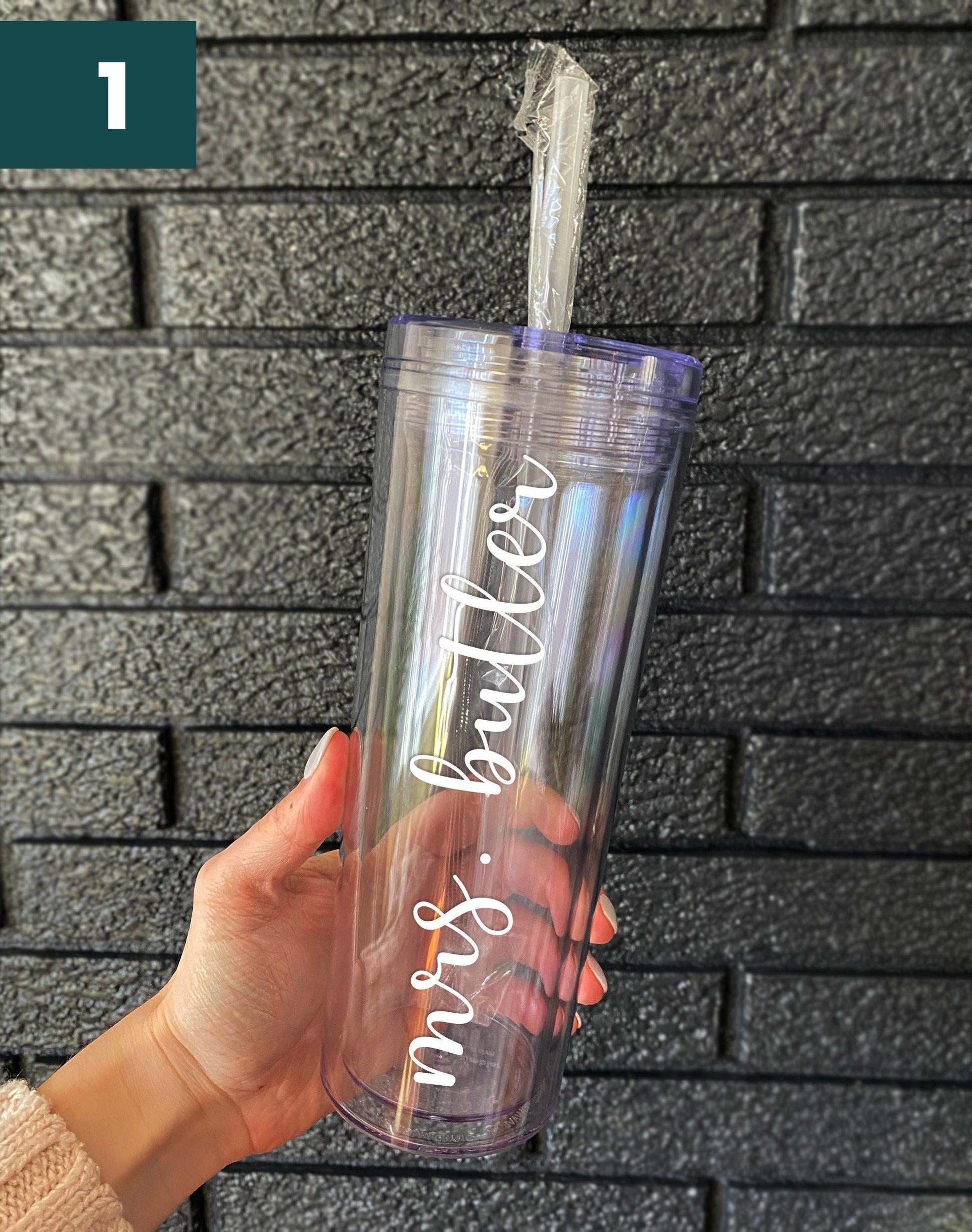 Personalized Plastic Clear Tumbler with Straw - Perfect Gift!