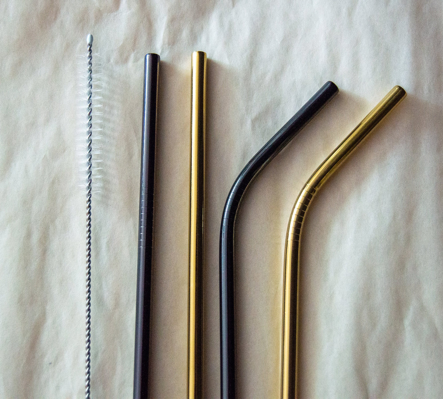 Reusable Black and Gold Stainless Steel Straws