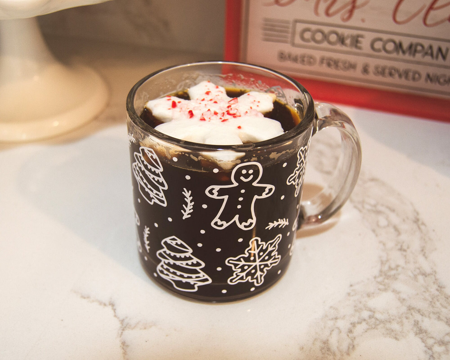 Santa’s Cookies Pattern Clear Glass Mug