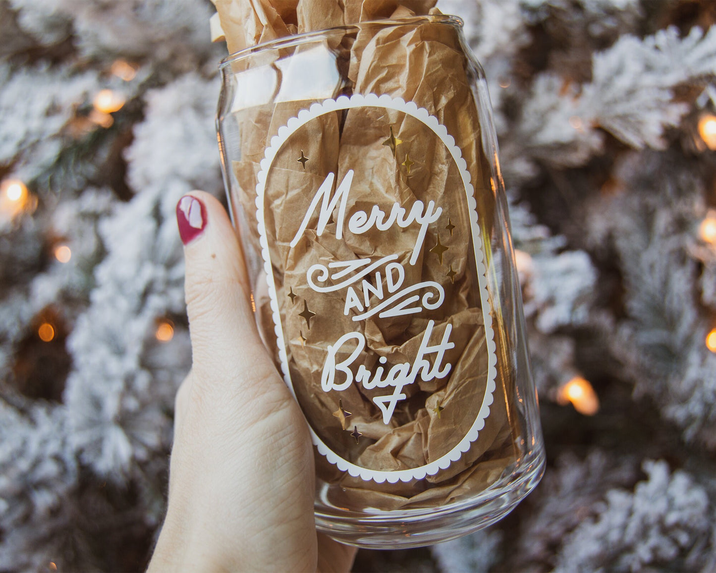 Merry & Bright Can Shape Glass