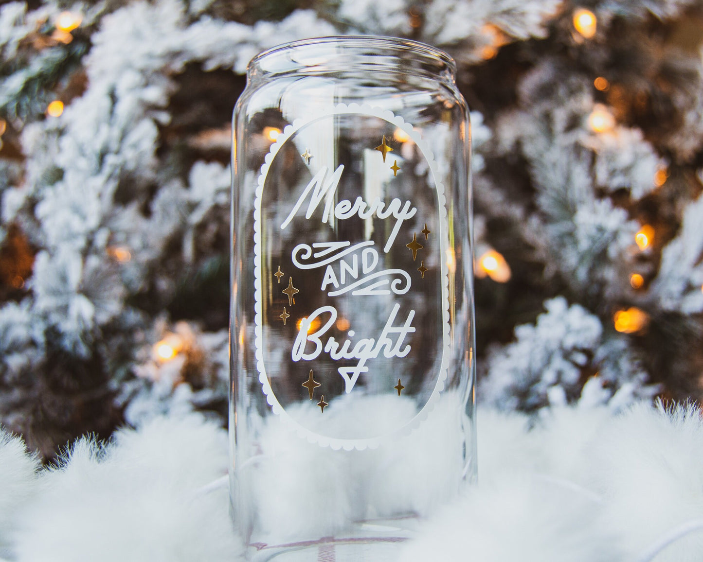 Merry & Bright Can Shape Glass