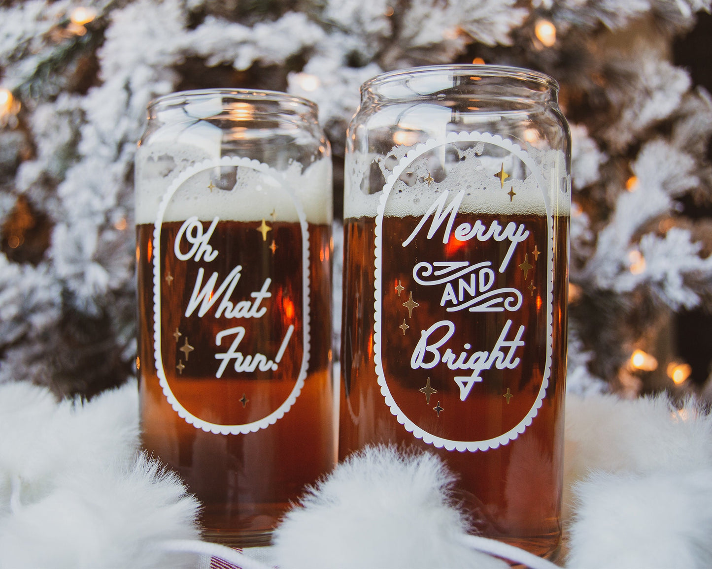 Merry & Bright Can Shape Glass