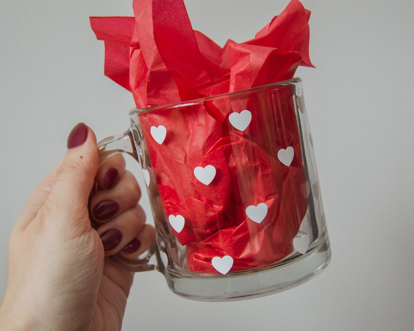 Heart Pattern Clear Glass Mug