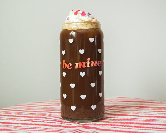 Be Mine Heart Pattern Beer Can Glass