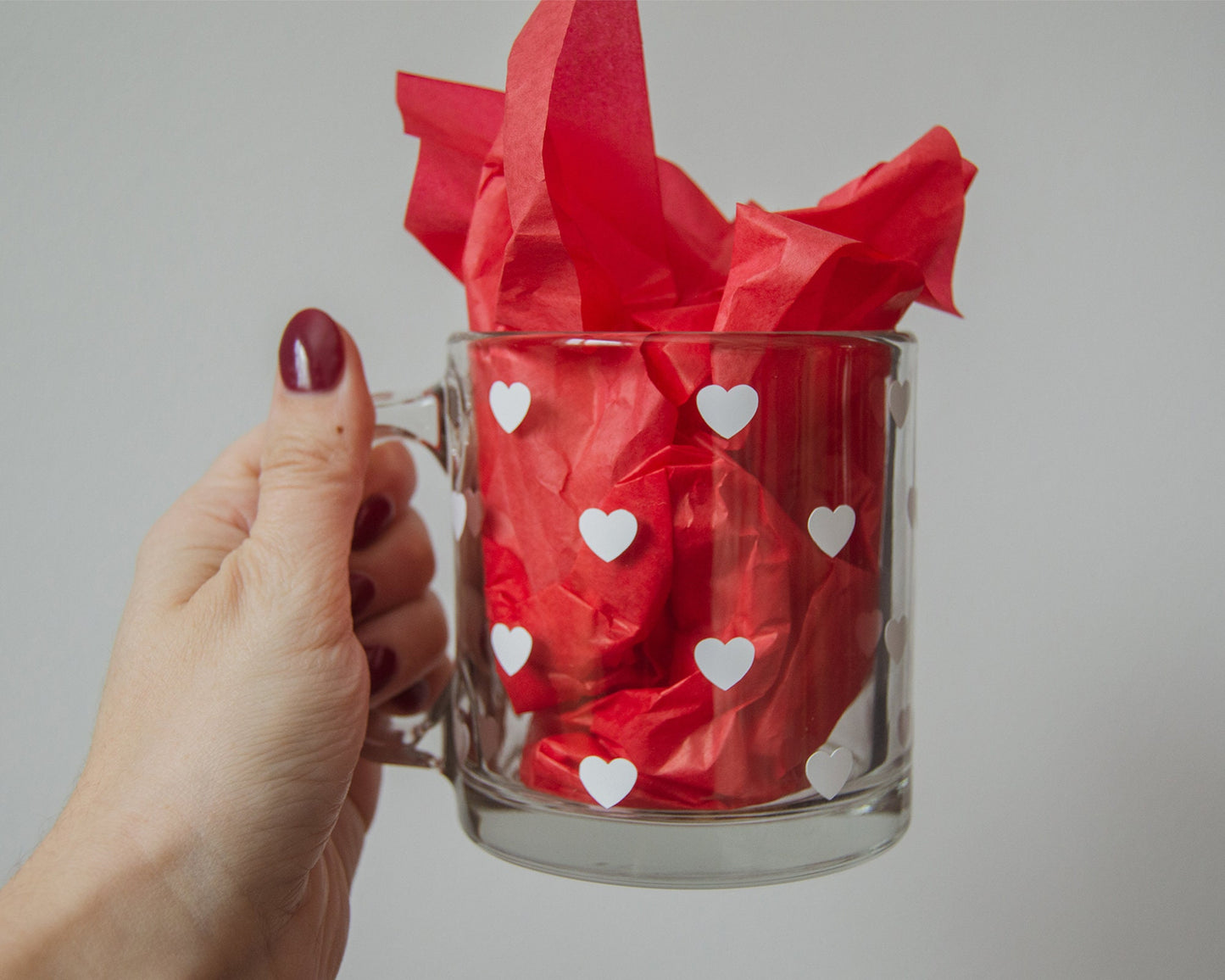 Heart Pattern Clear Glass Mug