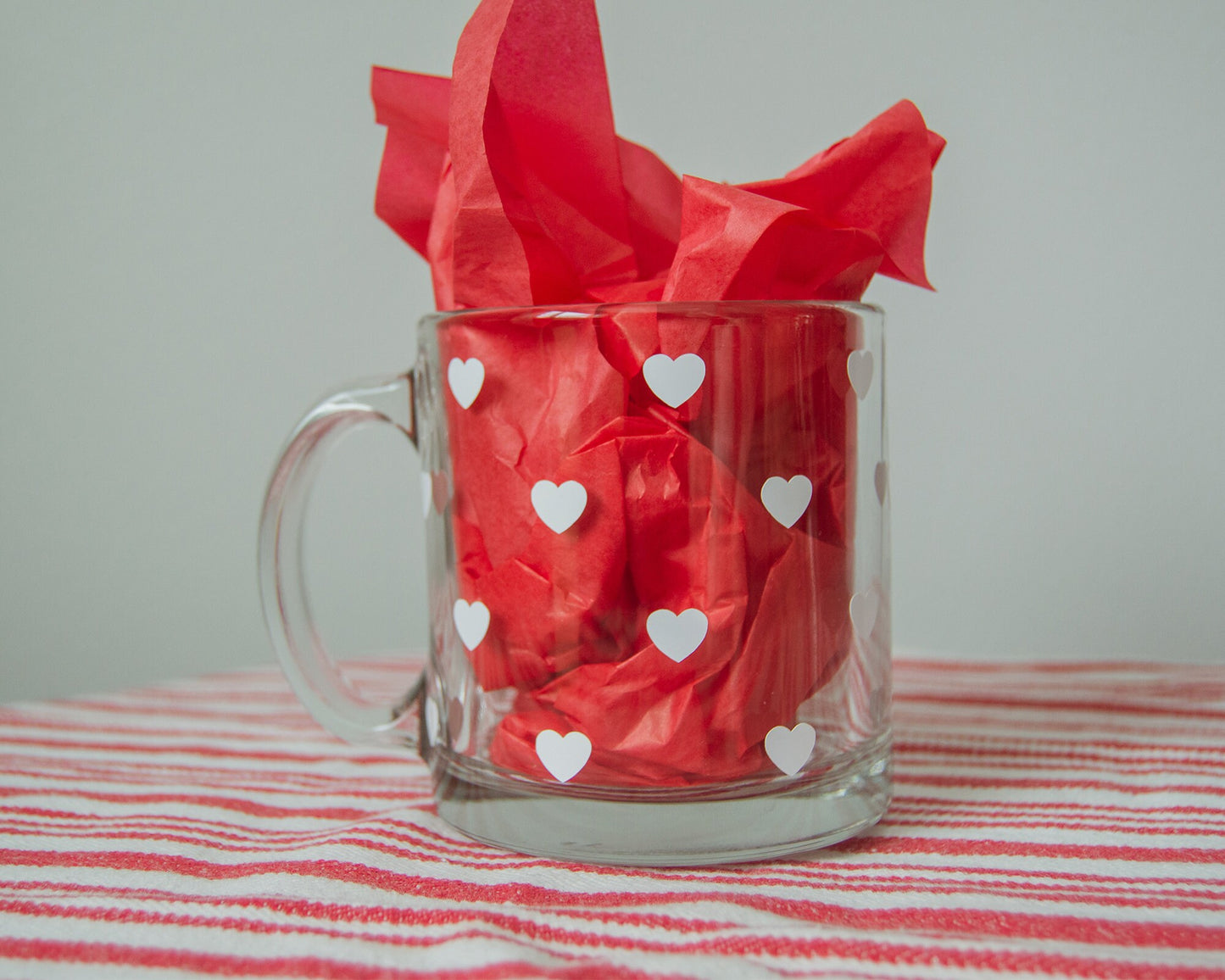 Heart Pattern Clear Glass Mug