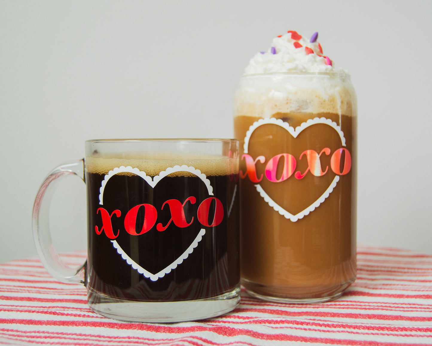 XOXO Heart Clear Glass Mug