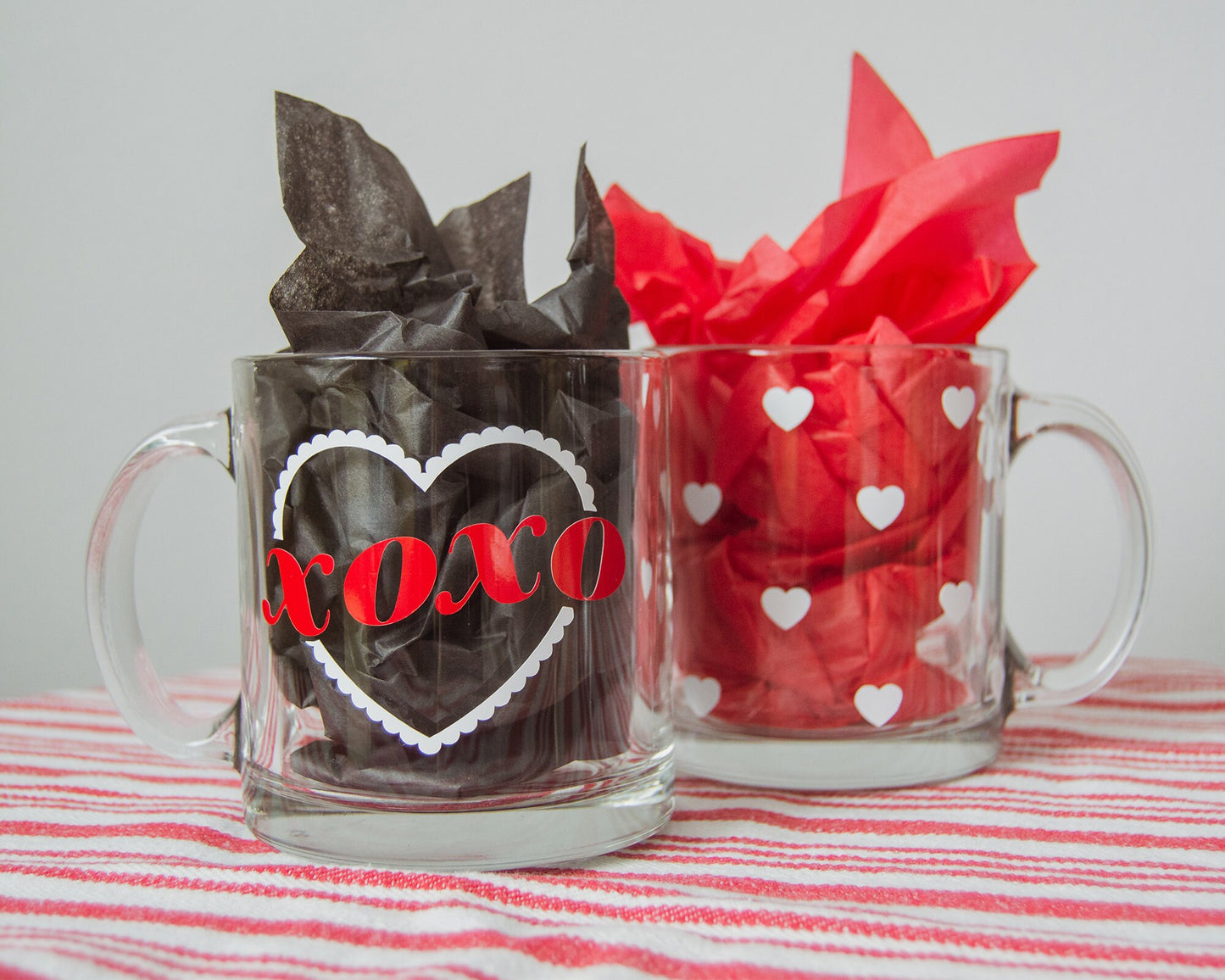 XOXO Heart Clear Glass Mug