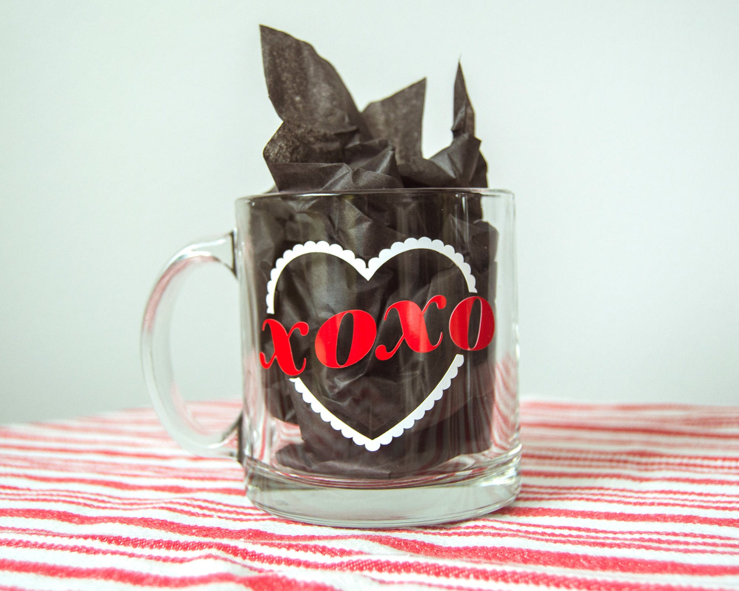 XOXO Heart Clear Glass Mug