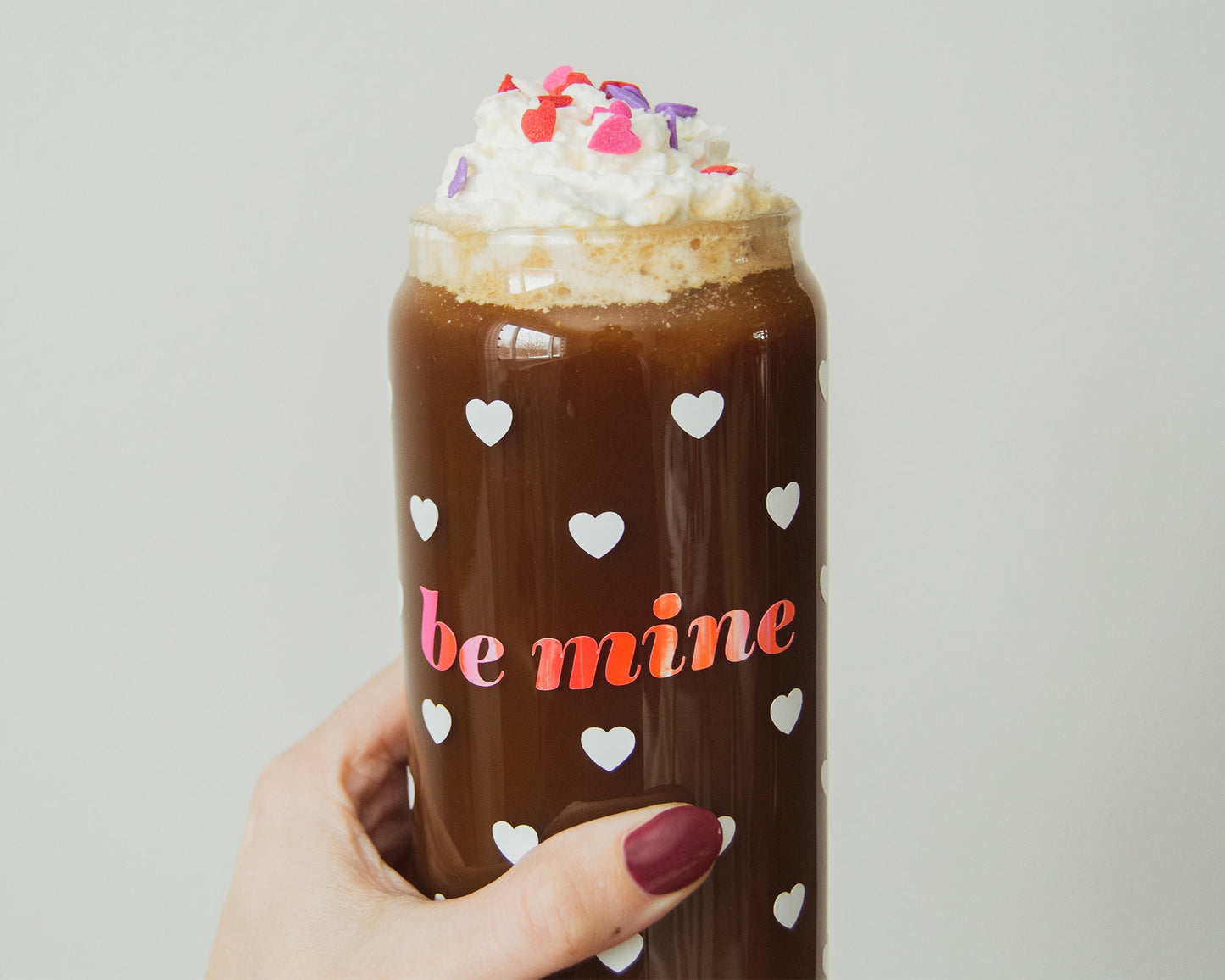 Be Mine Heart Pattern Beer Can Glass