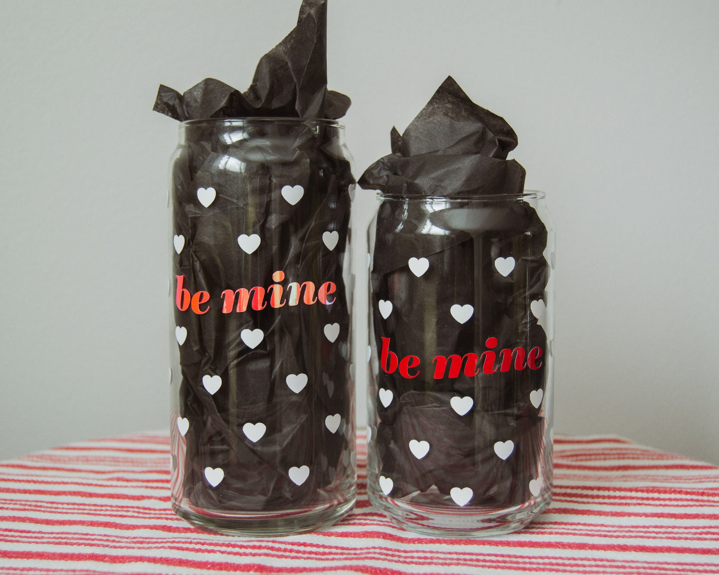 Be Mine Heart Pattern Beer Can Glass